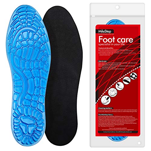 Massaging Gel Insoles,MileStep Insoles for Work,Sport,Hiking and Running&More,Silicone,2-Size for Men and Women (Men (4.5-8),Women (4.5-9))
