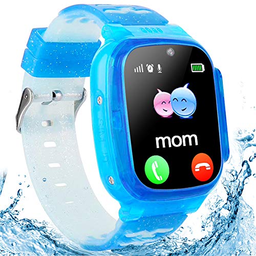 Kids Waterproof Smart Watch for Girls Boys LBS Tracker Smartwatch with 2 Way Call SOS Emergency Alert Games Flashlight 1.5' Touch Screen Cell Phone Watch Birthday Gift