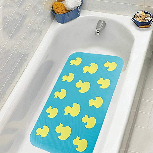 YIAN Bathtub Mat Baby Non Slip Bath Mat Kids 3D Duck Bath Shower Tub Mat for Bathroom with Suction Cups,Upgraded Eco-Friendly EPVC,27 X14 Inch,Blue