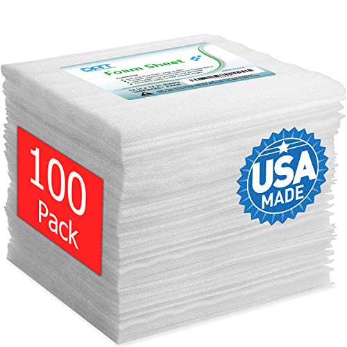 100 Pack Foam Sheets, DAT 12' x 12', 1/16' Thick, Foam Wrap Cushioning Material, Moving Supplies for Packing Storage and Shipping