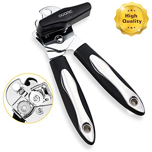 Can Opener Manual, Professional Heavy Duty Can Opener Stainless Steel, Ergonomic Smooth Edge Jar/Bottle Opener Ultra Sharp with Easy Turn Knob