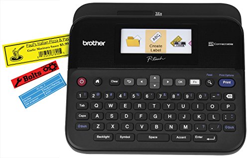 Brother P-touch Label Maker, PC-Connectable Labeler, PTD600, Color Display, High-Resolution PC Printing, Black, Black/gray