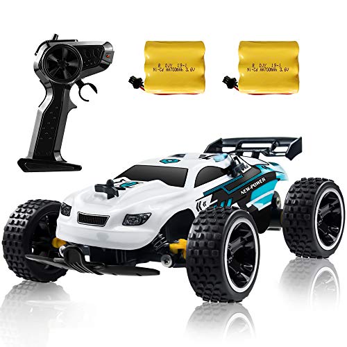 Sinovan RC Racing Car, 2.4Ghz High Speed Remote Control Car, 1:18 2WD Toy Cars Buggy for Boys & Girls with Two Rechargeable Batteries for Car, Gift for Kids (White)