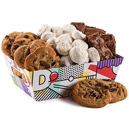 Gourmet Cookies & Brownies Treat Box – Freshly Baked Goods In Signature Gift Basket – Includes Chocolate Chip Cookies, Butter Pecan Meltaways & Dark Chocolate Brownies – Delicious Gift Idea