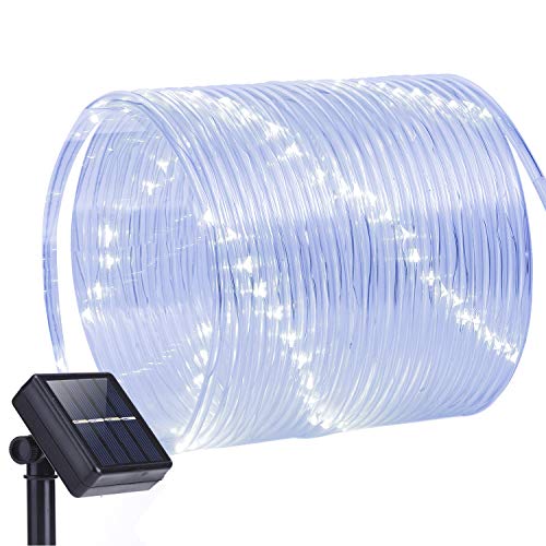 Oak Leaf Outdoor Solar String Lights, 41 Feet 100LED Solar Rope Lights Outdoor Lighting Rope, Waterproof Copper Wire Tube Lights with Solar Panel for Outdoor Indoor Home Garden Patio Parties
