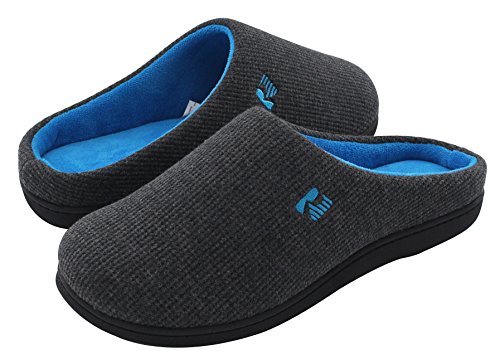 RockDove Women's Original Two-Tone Memory Foam Slipper, Size 9-10 US Women, Dark Gray & Blue