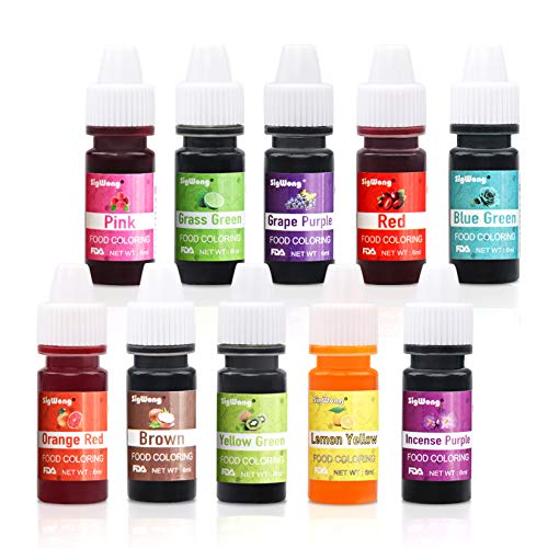Food Coloring - Concentrated Liquid Food Colouring Set - neon Liquid Food Color Dye for for Baking, Decorating, Icing, Cooking, Slime Making Kit and DIY Crafts, 10 Color × 6ml Bottles(.25 fl.oz.)