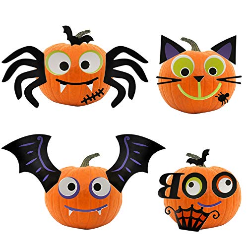Vadeture Halloween Stickers Pumpkin Decorating Kit for Kids, Make 20 Funny Foam Halloween Pumpkin, Jack-O-Lantern Face Decals, Halloween Pumpkin Stickers for Halloween Party(Pumpkins Not Included)