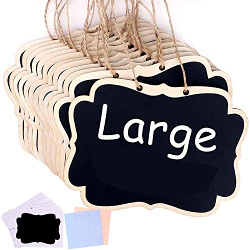 Jekkis 20 Pack Hanging Chalkboards Signs, 6.3 x 4.7 Inch Mini Chalkboards Signs with Chalkboard Labels, Message Board Signs for Wedding or Party Decorations