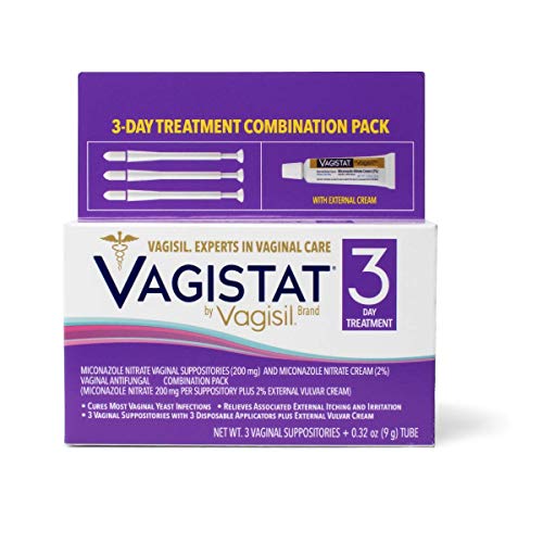 Vagistat 3 Day Yeast Infection Treatment for Women, Helps Relieve External Itching and Irritation - 2% External Miconazole Nitrate Cream, 3 Disposable Suppositories and Applicators