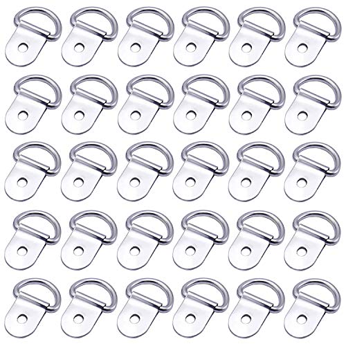 30 Pack Small Steel D-Ring Tie Downs, ExcelFu D Rings Anchor Lashing Ring for Loads on Case Truck Cargo Trailers RV Boats