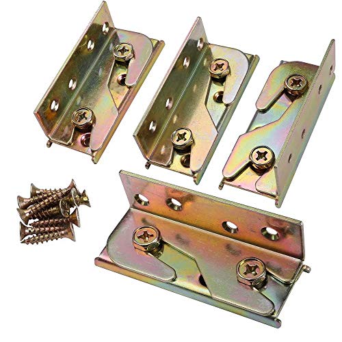 KASUNEN Bed Rail Brackets - Bed Rail Fittings - Heavy Duty Non-Mortise - Set of 4 (Screws Included)