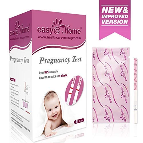 Easy@Home Pregnancy Test Strips Kit, Powered by Premom Ovulation Predictor iOS and Android APP, 20 HCG Tests