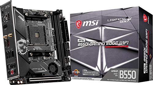MSI MPG B550I Gaming Edge WiFi Gaming Motherboard (AMD AM4, DDR4, PCIe 4.0, SATA 6Gb/s, M.2, USB 3.2 Gen 2, AX Wi-Fi 6, HDMI, Mini-ITX)