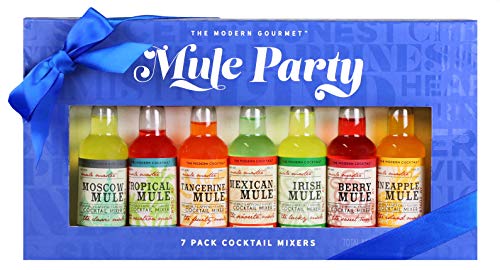 Thoughtfully Gifts, Mule Party Cocktail Mixers, 2.3 Fluid Ounces Each, 7 Unique Drink Mixes like Moscow, Tropical, Mexican, Tangerine and More, Set of 7 (Contains NO Alcohol)