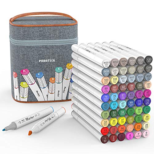 60 Colors Art Markers Bulk Set, Alcohol Art Markers,Dual Tips Permanent Artist Art Markers Set with Carrying Case- Ideal for Adults Kids Drawing Coloring Gifts