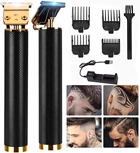 Hair Clippers, Electric Pro Li Outliner Grooming Kits Rechargeable Waterproof Cordless Close Cutting T-Blade Trimmer for Men Zero Gapped Detail Beard (Black)