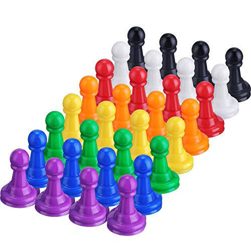 Shappy 32 Pieces Multicolor Plastic Pawn Chess Pieces for Board Games Pawns Tabletop Markers 1 Inch