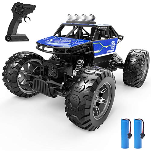 Holyton RC Cars, 4WD Remote Control Car, 1:16 Scale Off Road Monster Trucks 30+ MPH Speed 2.4GHz All Terrain, 2 Rechargeable Batteries Toy Crawlers Vehicles for Boys and Adults, 40+ Min Play, Blue