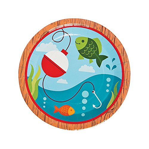 Fun Express - Little Fisherman Dinner Plates for Birthday - Party Supplies - Print Tableware - Print Plates & Bowls - Birthday - 8 Pieces