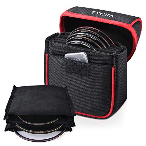 Tycka Field Filters Case for Round Filters Up to 86mm, Belt Style Design Filter Pouch, Removable Inner Lining and Water-Resistant and Dustproof Design, Black