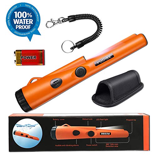Fully Waterproof Pinpoint Metal Detector Pinpointer - Include a 9V Battery, 360°Search Treasure Pinpointing Finder Probe with Belt Holster for Adults and Kids (Three Mode)