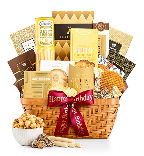 GiftTree Happy Birthday As Good As Gold Gift Basket | Includes Almond Roca, Caramel Toffee Popcorn, Peanut Brittle & More | Celebrate Their Special Day
