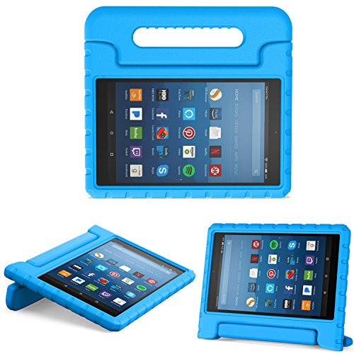 MoKo Case for All-New Amazon Fire HD 8 Tablet (6th/7th/8th Generation, 2016/2017/2018 Release) Kids Shock Proof Convertible Handle Light Weight Protective Stand Cover Case for Fire HD 8,Blue