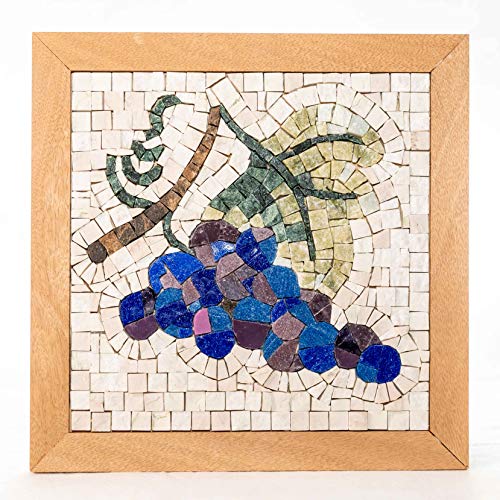 DIY Mosaic KIT Four Seasons Fall 9'x9' Arts and Crafts for Adults/Different Gifts/Kitchen Decor Grapes/Feng Shui Wealth/Creative Hobbies/Puzzle Games/Mosaic Making kit Marble & Glass Tiles