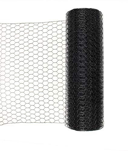 Stromberg's 1' Hex Galvanized PVC Coated Wire; Chicken Wire Fence; Aviary Fencing 2' x 100', Black (PC305)