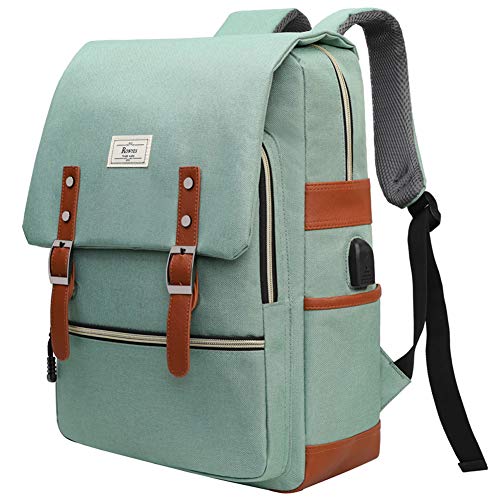 Ronyes Unisex College Bag Bookbags for Women Fits up to 15.6’’ Laptop Casual Rucksack School Backpack Daypacks (LightGreen)