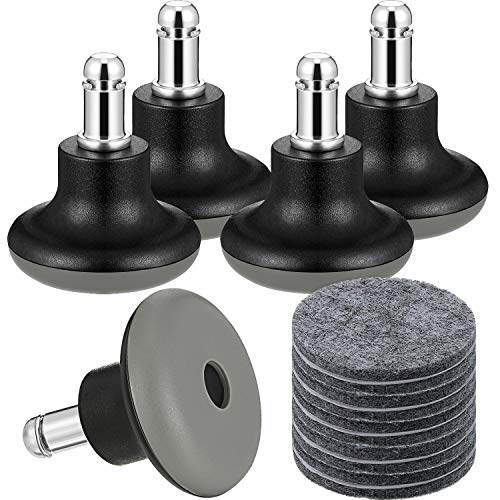 Bell Glides Replacement Office Chair Wheels Stopper Office Chair Swivel Caster Wheels, 2 Inch High Profile Stool Bell Glides with Separate Self Adhesive Felt Pads, 5 Pieces (Black and Gray)