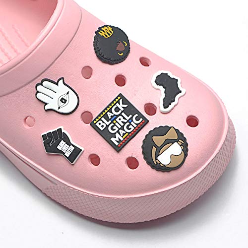OROTER Shoe Charms Black Lives Matter Fits for Clog Sandals Decoration with Wristband Bracelet for Kids Boy Girls Men Women Party Favors Birthday Gifts BLM001-6 pcs