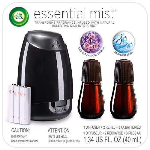 Air Wick Essential Mist, Essential Oil Diffuser, (Diffuser + 2 Refills), Lavender & Almond Blossom & Fresh Water Breeze, Air Freshener