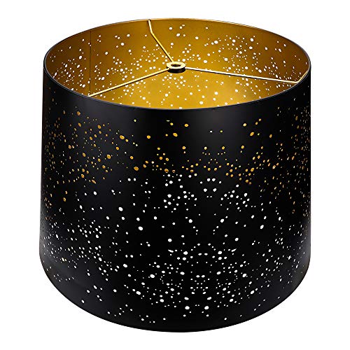 Metal Etching Process Large Lamp Shades, Alucset Drum Big Lampshades for Table Lamp and Floor Light, Sky Stars Design, 12x14x10 inch,Spider (Black/Gold)