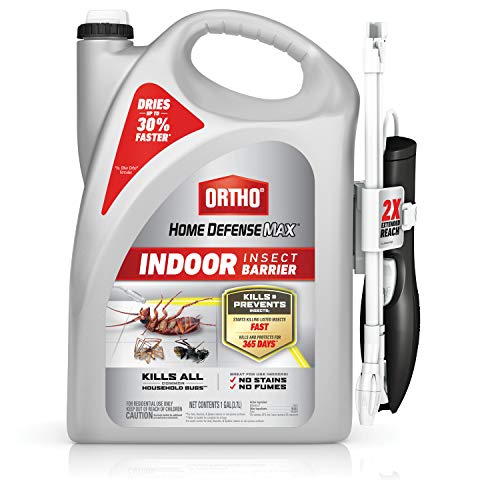 Ortho Home Defense Max Indoor Insect Barrier: With Extended Reach Comfort Wand, Pest Control, No Stains, Starts to Kill Ants, Roaches, Spiders, Fleas and Ticks Fast, 1 gal