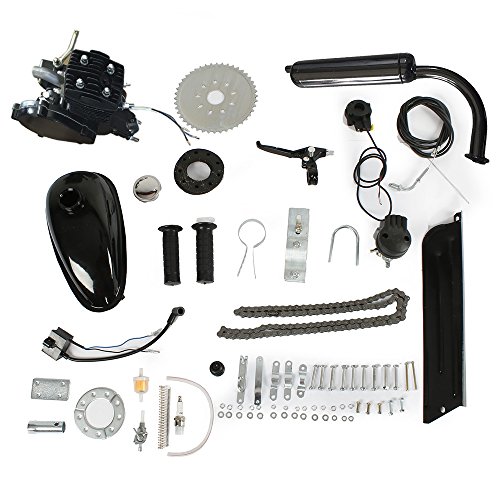 PEXMOR 2-Stroke 50cc Bicycle Motor Kit Motorized Bike Cycle Gasoline Petrol Gas Engine Refit Kit, Super Fuel-efficient for Bicycle Scooter (50cc (Black))