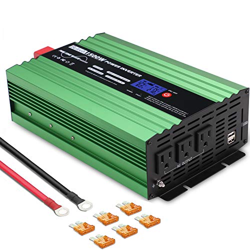 Beleeb Pure Sine Wave Inverter 1500Watt DC 12V to AC 110V 120V with LCD Display,3 AC Outlets and 2 USB Ports,Solar Power Inverter,for Home RV Trucks Boats and Emergency