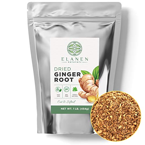 Dried Ginger Root 1 lb. (16 oz.), Contains Organic Non-GMO Ginger Root in Non-BPA Packaging, Ginger Root Tea, Dry Ginger, Cut & Sifted