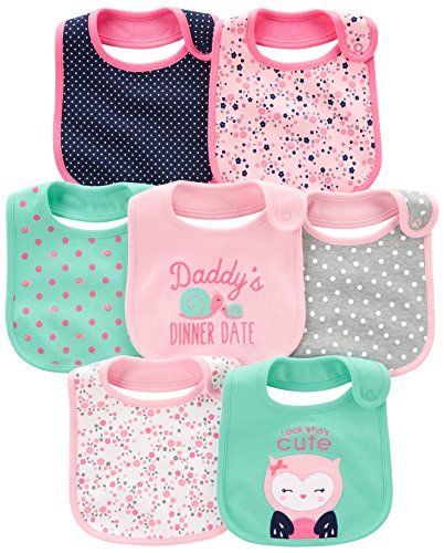 Simple Joys by Carter's Baby Girls' 7-Pack Teething Bib, Pink/Mint, One Size
