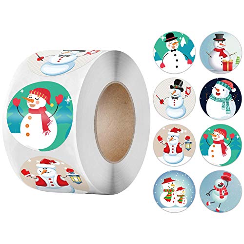DZT1968 500Pcs Merry Christmas Stickers Lovely Christmas Decoration Stickers Round Label Stickers Adhesive Xmas Decorative Envelope Seals Stickers for Cards Gift Envelopes Boxes (B)