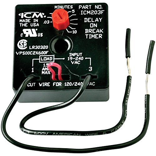 ICM Controls ICM203F Delay On Break Timer with 0.03-10 Minutes Adjustable Timing and 6 Lead Wires,Multicolor