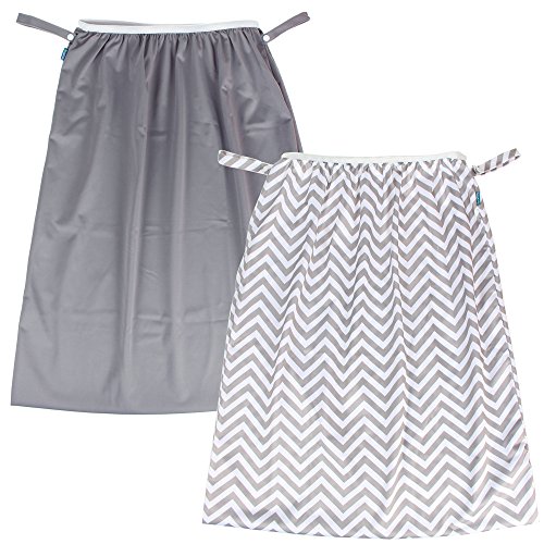 Teamoy (2 Pack) Reusable Pail Liner for Cloth Diaper/Dirty Diapers Wet Bag, Gray Chevron+Slate