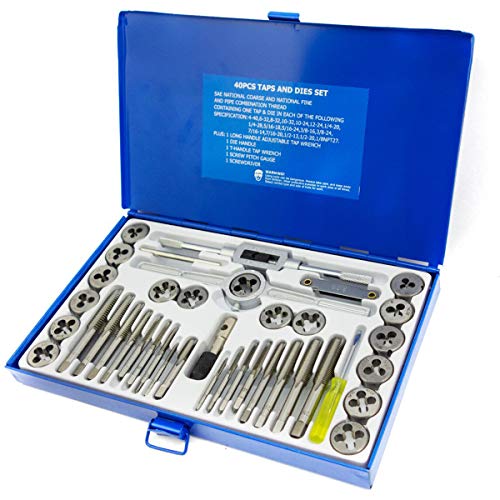NORTOOLS Alloy Steels Tap and Die Set SAE Inch Sizes Essential Threading Home Tool Cutting Threads Gauge Kit with Storage Case for Occasional Use 24/40-Piece