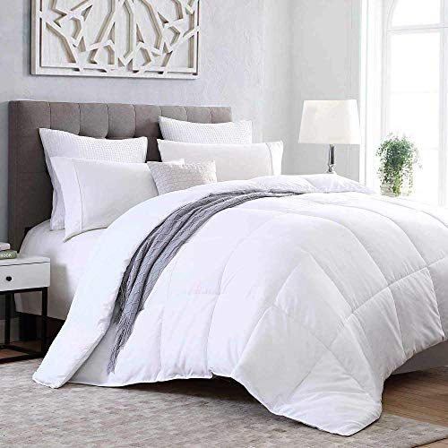 Kingsley Trend Down Alternative Quilted Stand Alone Comforter Duvet Insert All Season Soft Microfiber Hypoallergic Allergen Free Machine Washable - White - Queen (90 x 90)