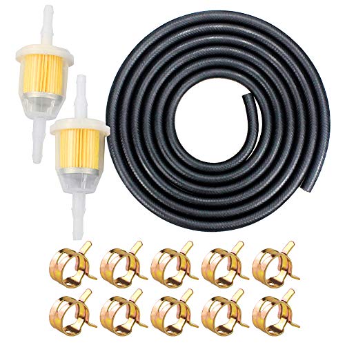 IZOKEE 5/16' Inch ID Fuel Line Set - 2 Meter / 6-Foot 5/16' Inch Fuel Line + 2 Pcs 5/16 Inch Fuel Filters + 10 Pcs 2/5' ID Hose Clamps for Kawasaki Kohler Briggs & Stratton Small Engine