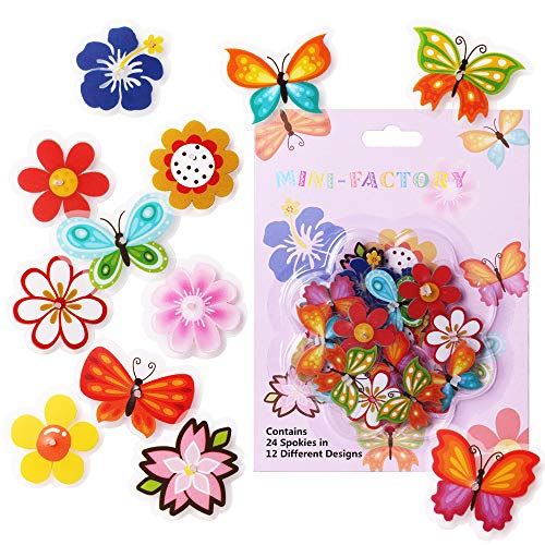 MINI-FACTORY Bike Wheel Spokes Decoration Stickers for Kids Girls - Colorful Cute Bicycle Bead Attachments - 24Pcs - 12 Different Designs