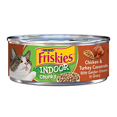 Purina Friskies Indoor Gravy Wet Cat Food, Indoor Chunky Chicken & Turkey Casserole In Gravy - (24) 5.5 oz. Cans