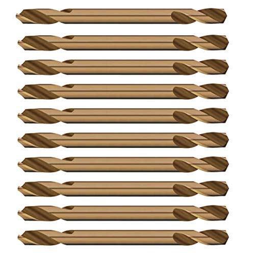 Max-Craft 10 Pcs Pack 30# Inch HSS Cobalt M35 Stubby Body Panel HSS Co5% Double End Drill Bits, 135-Degree Split Point Drilling Steel, Iron, Metal, Aluminium, Copper.