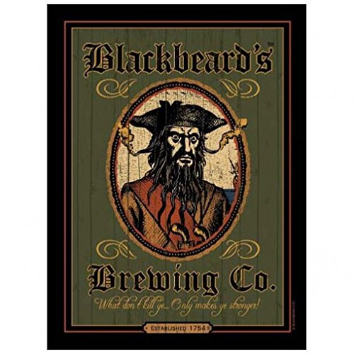 Blackbeards Brewing Metal Sign: Pirate Decor Wall Accent